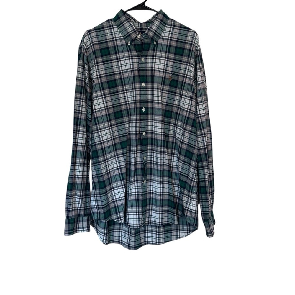 Ralph Lauren Men’s Long-Sleeve Button-Down Plaid Shirt‎ Size XL Green/White/Pink